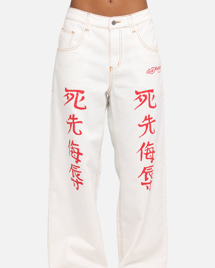 Ed Hardy Death Before Dishonour Jeans Off White