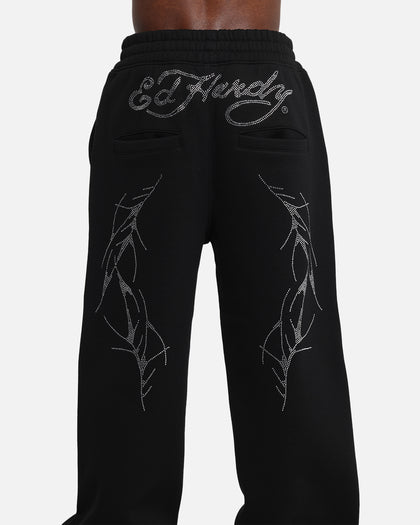 Ed Hardy Cyber Rhinestone Track Pants Black