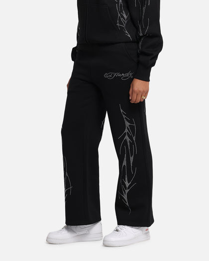Ed Hardy Cyber Rhinestone Track Pants Black
