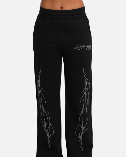 Ed Hardy Cyber Rhinestone Track Pants Black