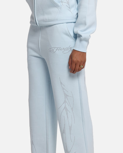 Ed Hardy Cyber Rhinestone Track Pants Light Blue