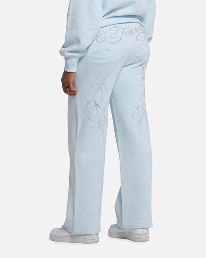 Ed Hardy Cyber Rhinestone Track Pants Light Blue