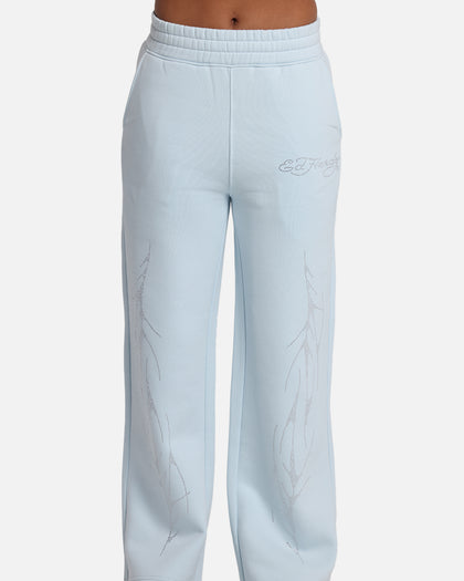 Ed Hardy Cyber Rhinestone Track Pants Light Blue