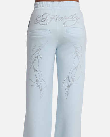 Ed Hardy Cyber Rhinestone Track Pants Light Blue