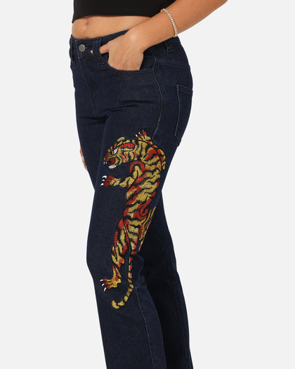 Ed Hardy Women's Feline Bootleg Jeans Indigo Denim