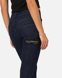 Ed Hardy Women's Feline Bootleg Jeans Indigo Denim