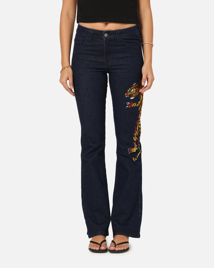 Ed Hardy Women's Feline Bootleg Jeans Indigo Denim