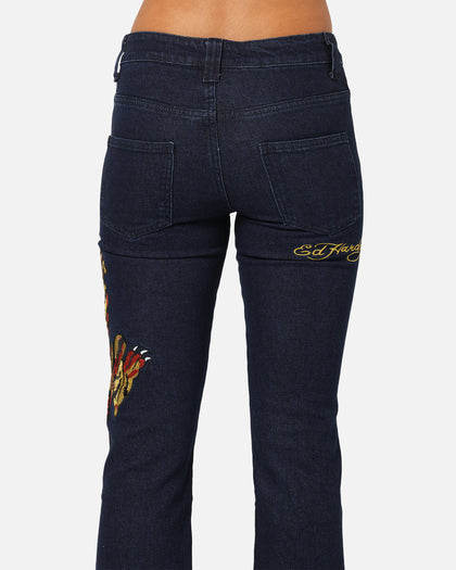 Ed Hardy Women's Feline Bootleg Jeans Indigo Denim