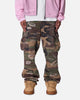 MNML Ultra Baggy Distressed Cargo Pants Woodland Camo