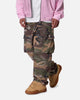 MNML Ultra Baggy Distressed Cargo Pants Woodland Camo
