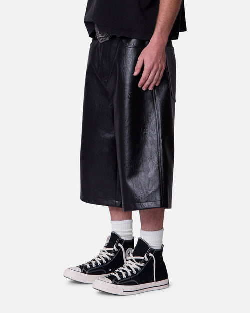 MNML Ultra Baggy Leather Shorts Black