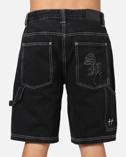 Saint Morta Amplus Fray Carpenter Jort Shorts Contrast Black
