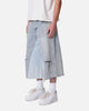 MNML Panelled Denim Shorts Light Blue Wash