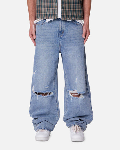 MNML Baggy Blowout Denim Jeans Vintage Blue Wash