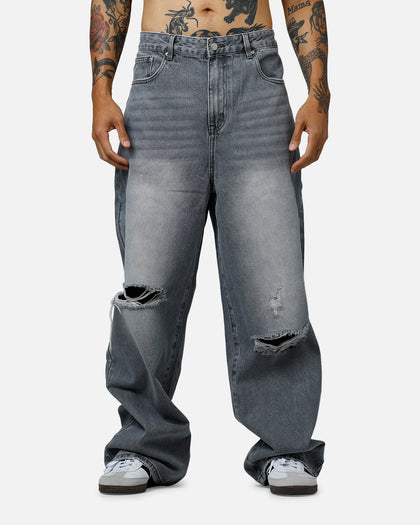 MNML Baggy Blowout Denim Jeans Washed Grey