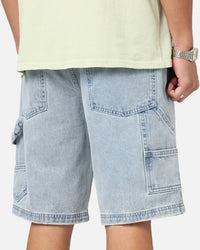 Carre Distressed Carpenter Jorts Light Blue Wash