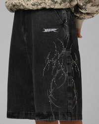 Loiter Goth Clique Jorts Black