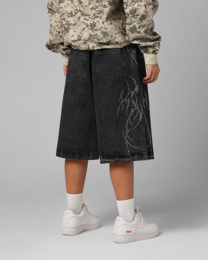 Loiter Goth Clique Jorts Black