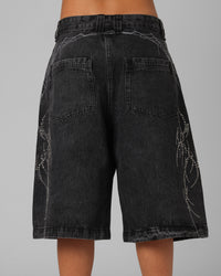 Loiter Goth Clique Jorts Black