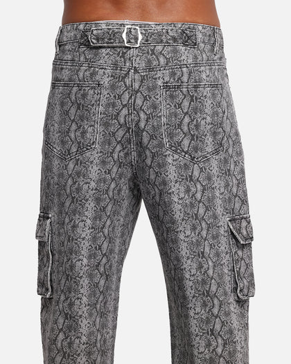 XXIII Snake Skin Cargo Pants Black Snake Print