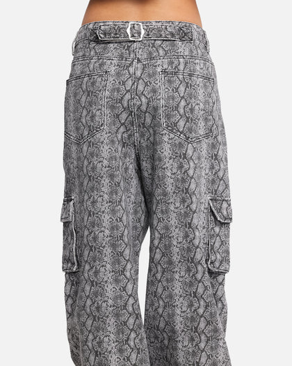 XXIII Snake Skin Cargo Pants Black Snake Print