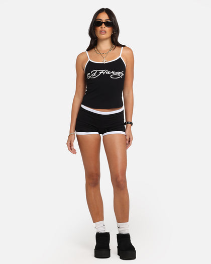 Ed Hardy Women's Logo Mini Shorts Black/White