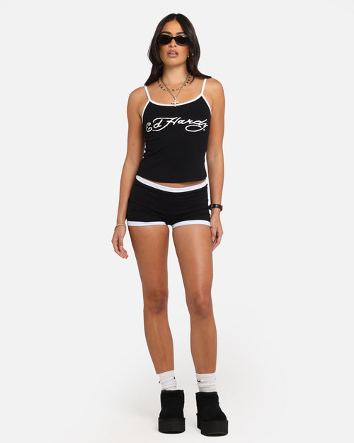 Ed Hardy Women's Logo Mini Shorts Black/White