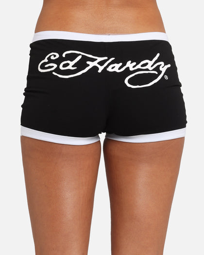 Ed Hardy Women's Logo Mini Shorts Black/White