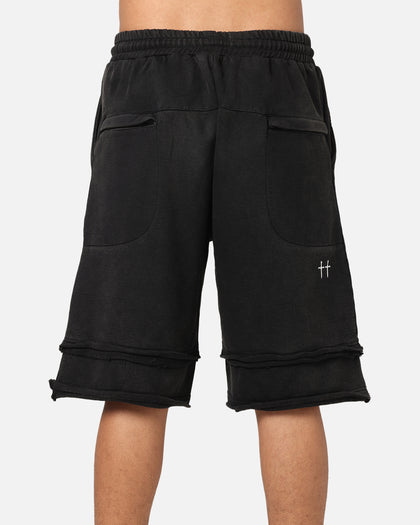 Saint Morta Gothic Layered Sweat Shorts Black