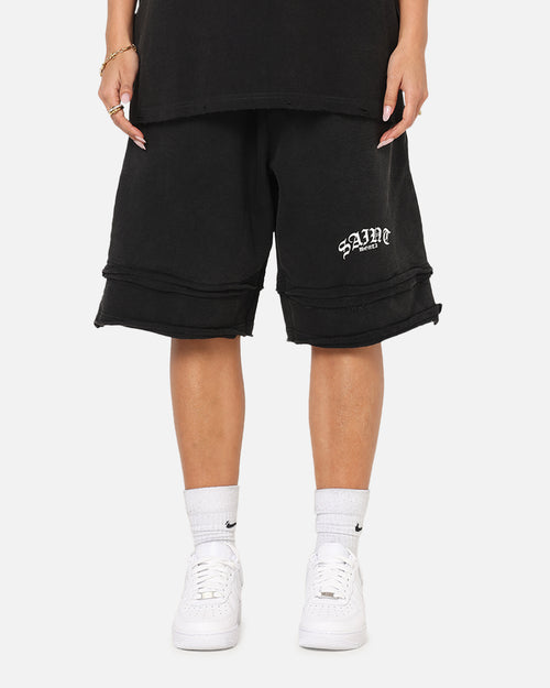 Saint Morta Gothic Layered Sweat Shorts Black