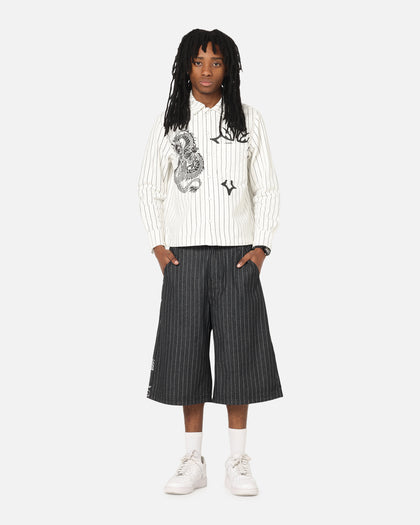 Ed Hardy Shinjuku Jorts Black Pinstripe