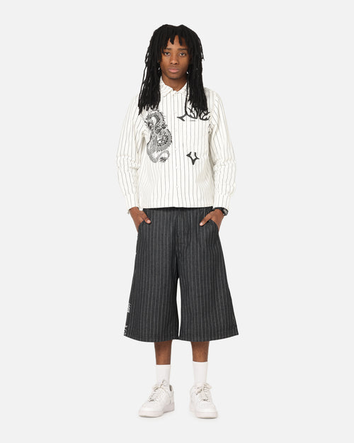 Ed Hardy Shinjuku Jorts Black Pinstripe