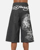 Ed Hardy Shinjuku Jorts Black Pinstripe