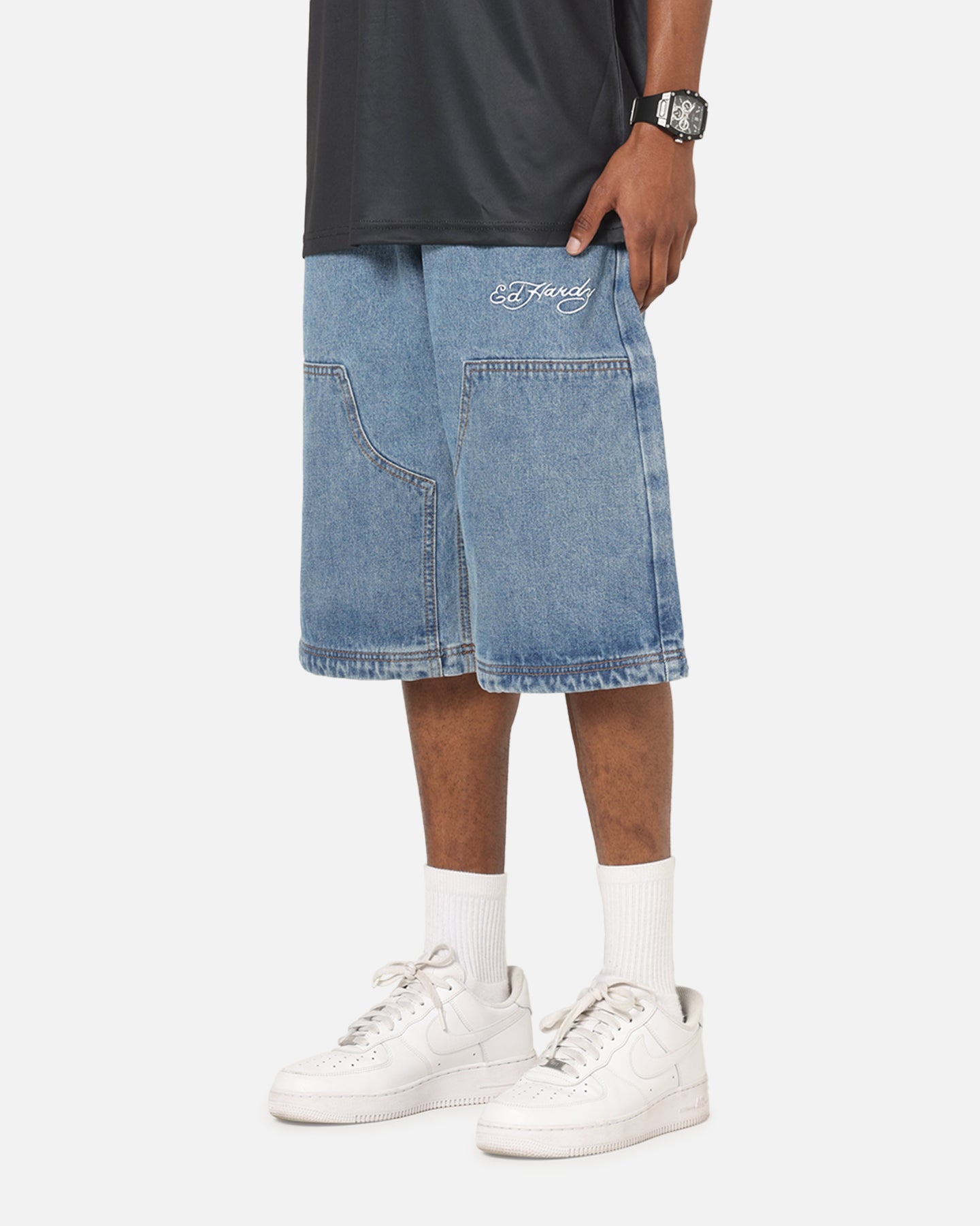 Ed Hardy Dragon Jorts Mid Blue Denim | Culture Kings