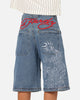 Ed Hardy Dragon Jorts Mid Blue Denim