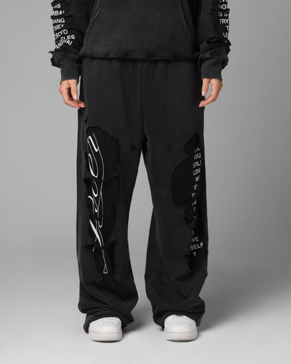 Loiter Destruction Sweatpants Black