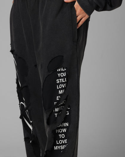 Loiter Destruction Sweatpants Black