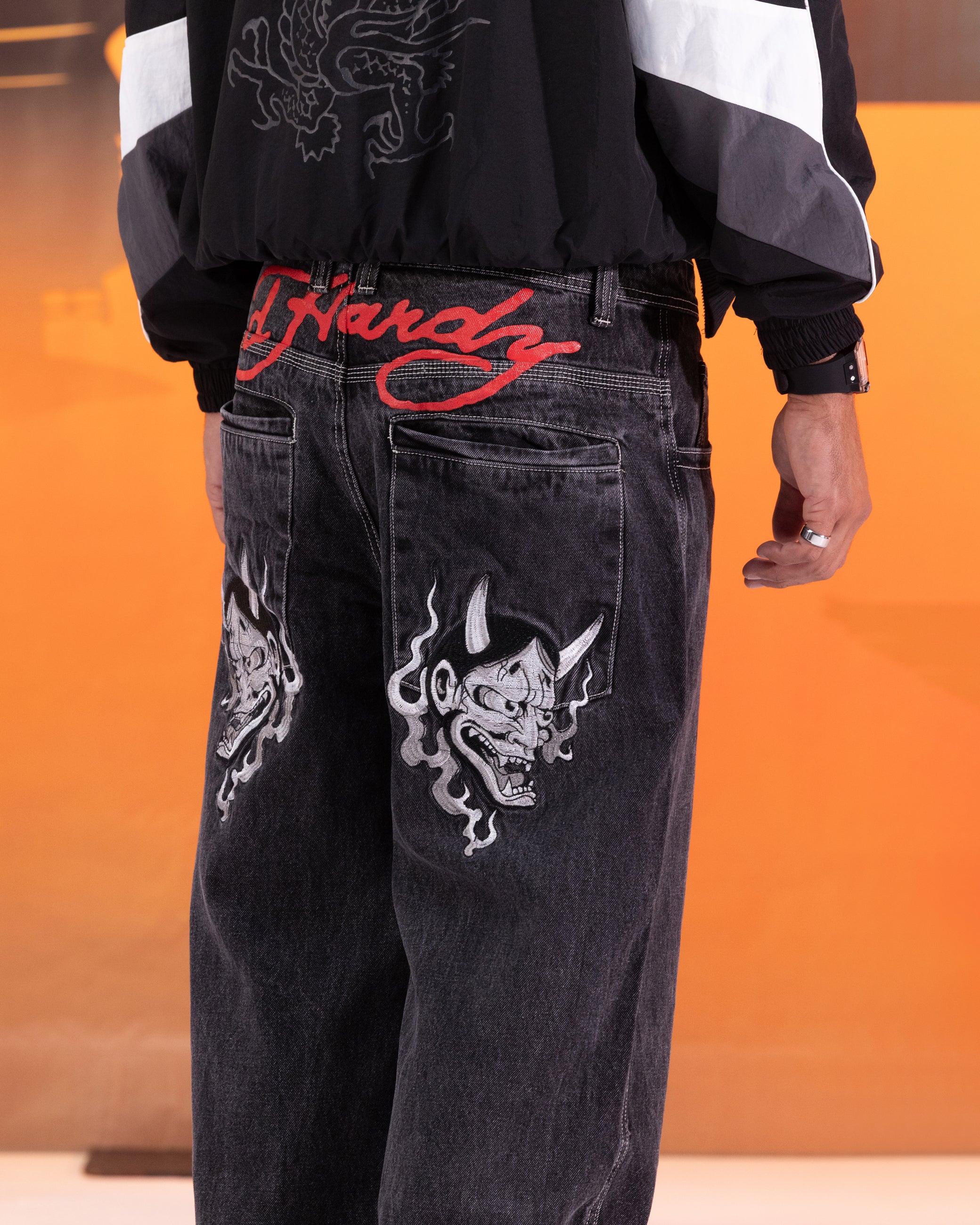Ed Hardy Devil Wide Leg Denim Jeans Black | Culture Kings
