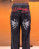 Ed Hardy Devil Wide Leg Denim Jeans Black