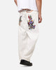 Ed Hardy Dragon Wide Leg Denim Jeans Off White