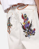 Ed Hardy Dragon Wide Leg Denim Jeans Off White