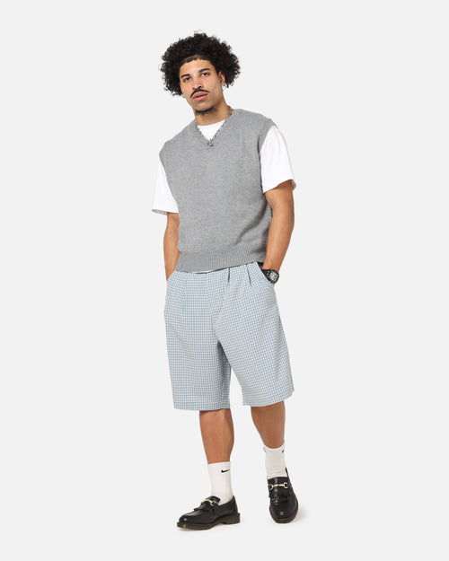 XXIII Baggy Pleated Shorts Blue Check