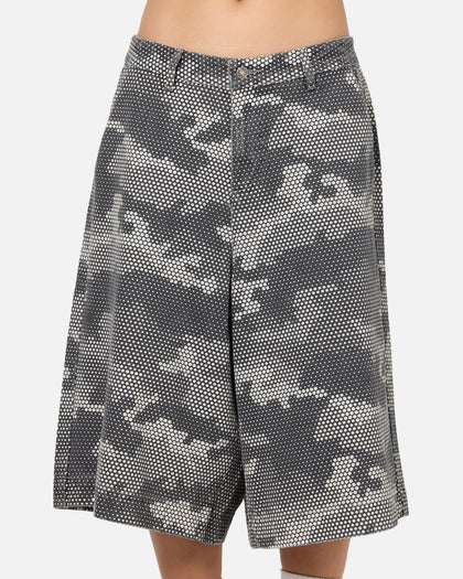XXIII Wide Leg Denim Shorts Digi Camo