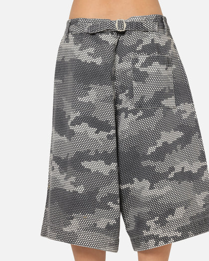XXIII Wide Leg Denim Shorts Digi Camo