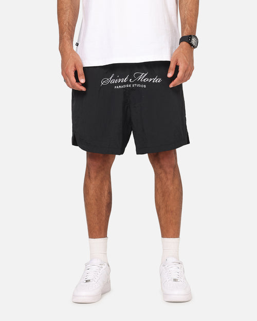 Saint Morta Saint Studios Logo Nylon Shorts Black