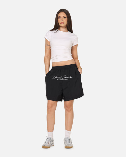 Saint Morta Saint Studios Logo Nylon Shorts Black