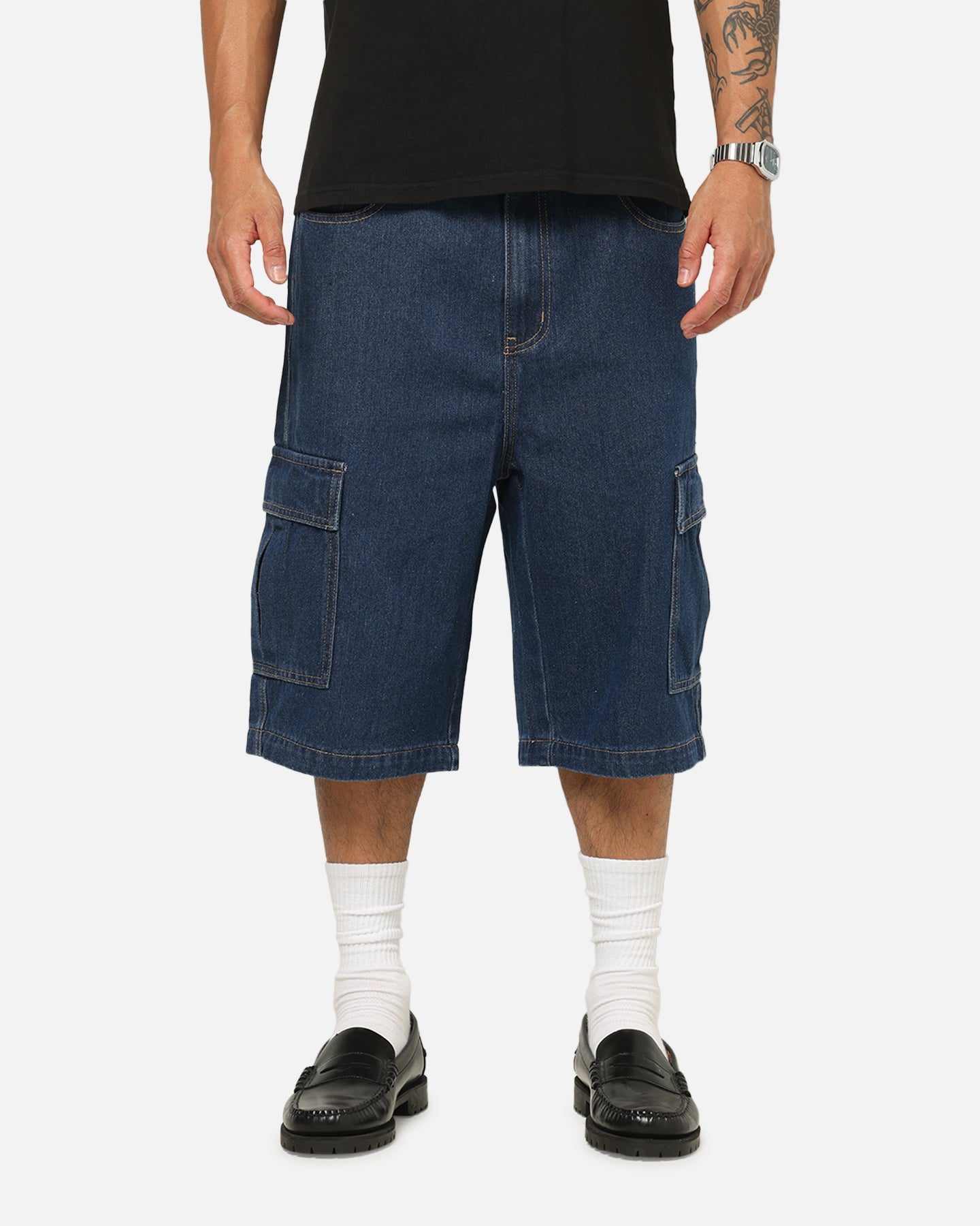パンツ upper field ones DENIM CARGO SHORTS XL X-Large Baggy Cargo Denim 91 Shorts Dark Indigo | Culture Kings