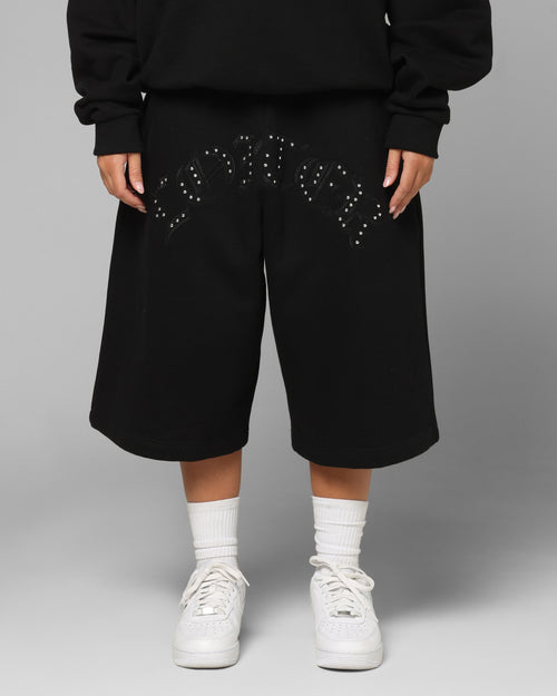 Loiter Destruct Sweat Shorts Black