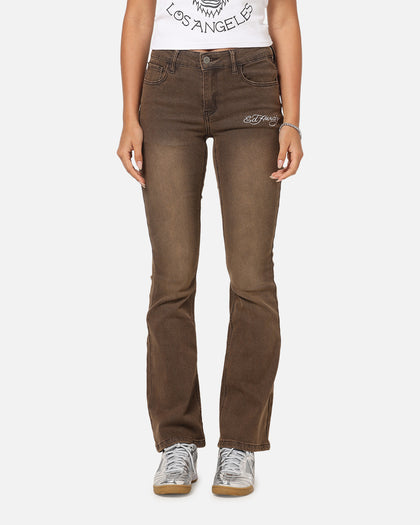 Ed Hardy Women's Tiger Bootcut Jeans Brown