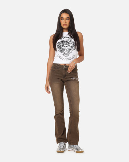Ed Hardy Women's Tiger Bootcut Jeans Brown